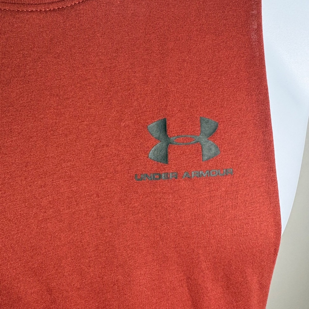 Under Armour Project Rock Mens Muscle Tank Top Rust Red Sleeveless Gym Shirt S - Picture 4 of 7